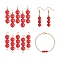 10Pcs Triple Natural Malaysia Jade Round Beaded Connector Charms, with Golden 304 Stainless Steel Ball Head Pins & Iron Eye Pin & Brass Beads, 30.2~30.3x8mm, Hole: 2mm