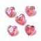 Crackle Moonlight Style Glass Rhinestone Cabochons, Pointed Back & Back Plated, Heart, Vintage Rose, 8x8x4mm