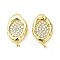 Brass Micro Pave Cubic Zirconia Stud Earring Findings, with Vertical Loops, Twist Oval, Cadmium Free & Nickel Free & Lead Free, Real 18K Gold Plated, 19x11mm, Hole: 1.4mm, Pin: 0.8mm
