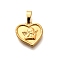 304 Stainless Steel Pendants, Heart with Cupid Charm, Golden, 15.5x15.5x3mm, Hole: 3x5mm