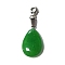 Natural Malaysia Jade Pendant Decorations, with Brass Lobster Claw Clasps and Iron Findings, Teardrop, 46~48.5mm