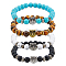 4Pcs 4 Styles Natural & Synthetic Mixed Gemstone & Glass & Alloy Owl Beaded Stretch Bracelets Set for Women, Inner Diameter: 2-1/8 inch(5.3cm), 1Pc/style