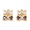 Brass Micro Pave Cubic Zirconia Charms, Cadmium Free & Nickel Free & Lead Free, Cherry Charms, Real 18K Gold Plated, Indigo, 9x9x2.5mm, Hole: 1.2mm