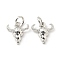 Brass Charms, with Jump Ring, Cadmium Free & Lead Free, Cattle Head, Platinum, 10.5x10x3mm