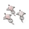 Natural Rose Quartz Teardrop Pendants, Key Charms, with Rack Plating Platinum Tone Brass Findings, 46x32x9~10.5mm, Hole: 7x5mm