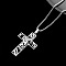 Stainless Steel Hollow Cross Pendant Necklaces, Stainless Steel Box Chain Necklace for Men, Hip-hop Style