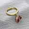 Brass Micro Pave Cubic Zirconia Open Cuff Rings for Women, Rack Plating, Lasting Plated, Cadmium Free & Lead Free, Real 18K Gold Plated, Heart, 11x11mm,US Size 7(17.3mm)