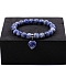 Natural Blue Spot Jasper Beaded Stretch Bracelets, with Heart Charms, 7-1/4~7-1/2 inch(18.5~19cm)