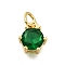 Brass Pave Cubic Zirconia Pendants, Round Charms, With Jump Ring, Long-Lasting Plated, Lead Free & Cadmium Free, Rack Plating, Real 18K Gold Plated, Dark Green, 8.5x7.5x5mm, Hole: 3.2mm