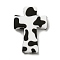 Cross with Cow Silicone Focal Beads, Black, 35x25x8mm, Hole: 2mm