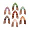 Opaque Resin and Walnut Wood Pendants, Arch Charms, with Glitter Powder & Gold Foil, Mixed Color, 38x28.5x3mm, Hole: 2mm