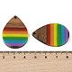 Подвески Pride на тему радуги из смолы и орехового дерева WOOD-K012-09B-3