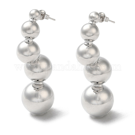 Серьги-гвоздики из латуни с круглым шариком и стойкой EJEW-Q786-04P-1