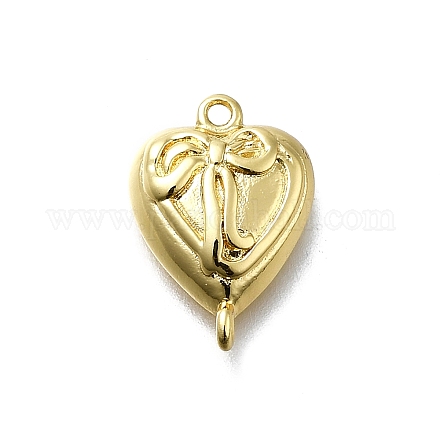 Латунные сердечки-бантики KK-K400-49G-02-1