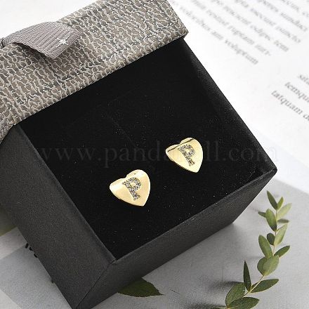 Серьги-гвоздики из латуни с микропаве из прозрачного кубического циркония EJEW-K299-01G-P-1