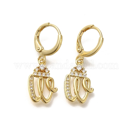 Серьги-кольца из латуни с прозрачным фианитом EJEW-M045-01W-1