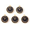 Alloy Enamel Pendants, Light Gold, Cadmium Free & Lead Free, Clock, Black, 17x14x2mm, Hole: 1.2mm
