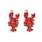 Brass Alloy Pendants, with Enamel, Rack Plating, Golden, Lobster, 21x10.5x4mm, Hole: 1.4mm