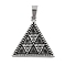 304 Stainless Steel Pendants, Triangle Charm, Antique Silver, 26.5x26x2mm, Hole: 4.5x9.5mm