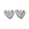 Brass Micro Pave Cubic Zirconia Pendants, Cadmium Free & Nickel Free & Lead Free, Heart, Real Platinum Plated, 10.5x12x2mm, Hole: 1.4mm