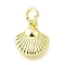 Brass Pendants, Shell Shape Charms, Long-Lasting Plated, with Jump Ring, Lead Free & Cadmium Free, Rack Plating, Real 18K Gold Plated, 10x9x2.5mm