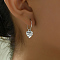 Vintage Punk Style Brass Heart Hoop Earrings, Silver, 30x14mm