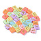 Acrylic Multi-Strand Links, for Tile Elastic Bracelets Making, Rectangle with Mixed Golden Plated Letter, Mixed Color, 8.5x7.5x4mm, Hole: 1.5mm, about 1950pcs/500g