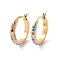 304 Stainless Steel Hoop Earrings, with Polymer Clay and Rhinestone, Ring, Golden, 16x15x3.5mm
