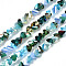 Electroplate Glass Beads Strands, Triangle, Turquoise, 3.5x6x4.5mm, Hole: 1mm, about 100pcs/strand, 13.39 inch~14.56 inch(34~37cm)