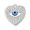 Rack Plating Brass Micro Pave Cubic Zirconia with Enamel Pendants, Long-Lasting Plated, Lead Free & Cadmium Free, Eye Charms, Platinum, 23x22.5x2mm, Hole: 2x3mm