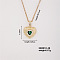 Vintage Heart-shaped Brass Micro Pave Green Cubic Zirconia Pendant Necklaces, Cable Chain Necklaces for Women, Golden, 15.75 inch(400mm)