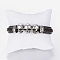 Men's Braided Leather Cord Bracelets, with 304 Stainless Steel Findings and Magnetic Clasps, Skull, Coconut Brown, 8-5/8 inch(220mm)