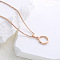 Stainless Steel Letter Pendant Necklaces for Women Men, Rose Gold, Letter O