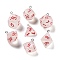 7 Styles Transparent Resin Polyhedral Dice Pendants Set, Multi-Sided Dice Charms with Platinum Plated Iron Loops, Mixed Shapes, Red, 20~28x19~24x17~24mm, Hole: 2mm, 1pc/style, 7Pcs/set