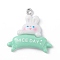 Opaque Resin Pendants, Rabbit Charms, with Platinum Tone Iron Loops, Rabbit, 29x29x5.5mm, Hole: 2mm