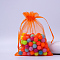 Rectangle Organza Drawstring Bags, Orange Red, 10x8cm