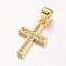 Cross Brass Micro Pave Cubic Zirconia Pendants, Golden, 17x10x1.5mm, Hole: 5x4mm