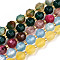 Natural Agate Beads Strands, Faceted, with Seed Beads, Dyed, Round, Mixed Color, 8x7.5mm, Hole: 1.2mm, Beads: 3.5x2mm, about 34pcs/strand, 15.35 inch(39cm)