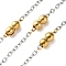 304 Stainless Steel Cable Chains with Beads, Ion Plating(IP), Soldered, with Spool, Golden & Stainless Steel Color, 3x2.5x0.5mm