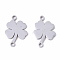Tarnish Resistant 201 Stainless Steel Links connectors, Laser Cut, Clover, Stainless Steel Color, 16x11x1mm, Hole: 1.4mm