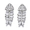 Brass Micro Pave Clear Cubic Zirconia Pendants, Cadmium Free & Nickel Free & Lead Free, Fish, Platinum, 24x9x5mm, Hole: 2.5x5mm