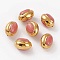 Synthetic Rhodochrosite Beads, with Golden Brass Edge, Oval, Dyed, 24~27x17.1~18.5x15~17.2mm, Hole: 1~1.2mm