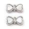 Brass and Shell Beads, Cadmium Free & Nickel Free & Lead Free, Bowknot, Platinum, 7x13.5x5mm, Hole: 1.2mm