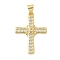 Brass Micro Pave Cubic Zirconia Pendants, Cross, Rack Plating, Cadmium Free & Lead Free, Long-Lasting Plated, Real 18K Gold Plated, 26x18.5x2.5mm, Hole: 3mm