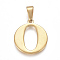 304 Stainless Steel Pendants, Golden, Initial Letter.O, 27.5x23.5x1.5mm, Hole: 3x10mm