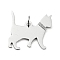 Non-Tarnish 304 Stainless Steel Pendants, with Jump Ring and Glitter, Stamping Blank Tag, Cat Charm, Stainless Steel Color, 23x23.5x1mm, Hole: 4mm