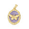 Brass Enamel Pendants, Oval with Butterfly Charms, Rack Plating, Lasting Plated, Cadmium Free & Lead Free, Real 18K Gold Plated, Lilac, 19.5x14x2.5mm, Hole: 3.5x3mm