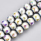 Electroplate Glass Beads, Round with Buddha Pattern, Colorful, 10mm, Hole: 1mm, about 30pcs/strand, 11.41 inch