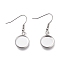Tarnish Resistant 304 Stainless Steel Earring Hooks, with Blank Pendant Trays, Flat Round Setting for Cabochon, Stainless Steel Color, 36mm, Tray: 12mm, 20 Gauge, Pin: 0.8mm