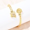Brass Micro Pave Clear Cubic Zirconia Bangles, Cuff Bangles for Women, Shell Shape & Butterfly, Rack Plating, Long-Lasting Plated, Cadmium Free & Lead Free, Real 18K Gold Plated, Inner Diameter: 1-3/4x2-1/4 inch(4.55x5.75cm) 
